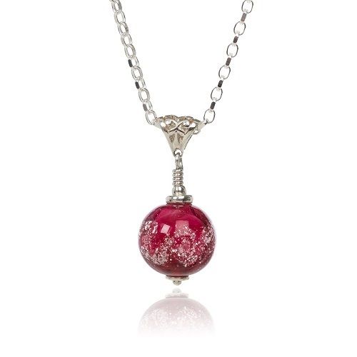 Cranberry Cremation Glass Pendant