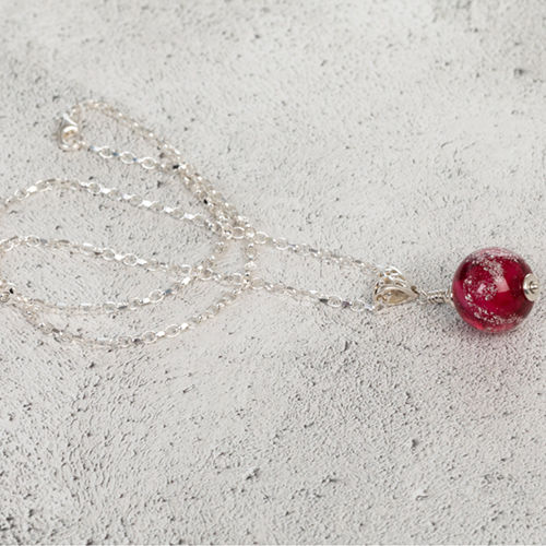 Cranberry Cremation Glass Pendant