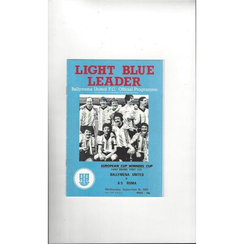 Ballymena United v Roma European Cup Winner Cup Football Programme 1981/82