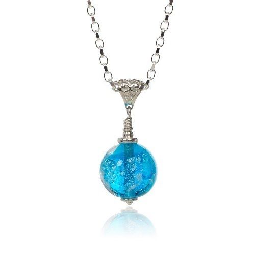 Aqua Cremation Glass Pendant
