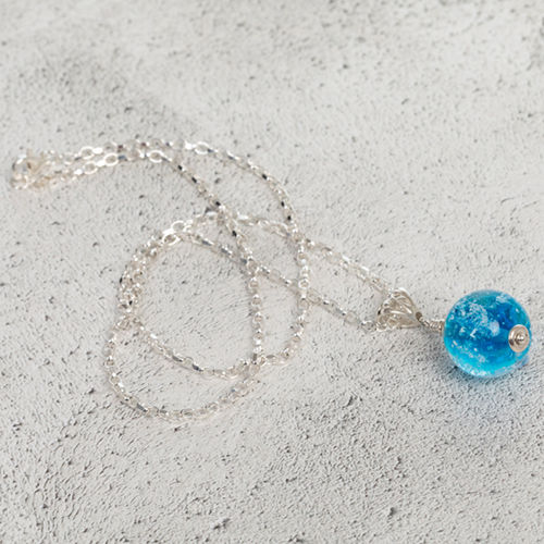 Aqua Cremation Glass Pendant