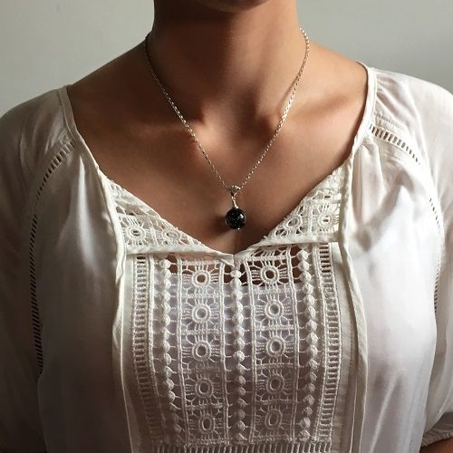 Black Cremation Glass Pendant