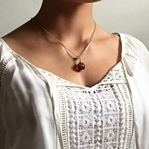 Amber Cremation Glass Pendant