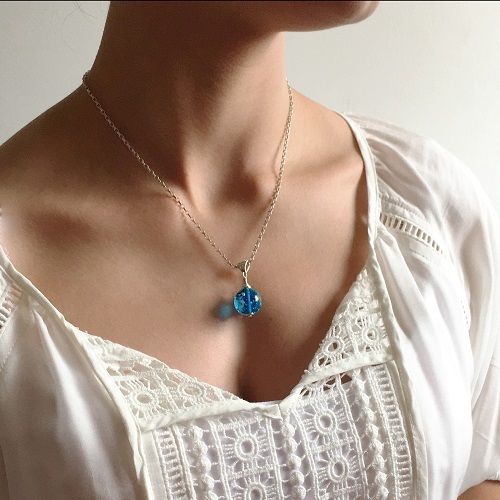 Aqua Cremation Glass Pendant