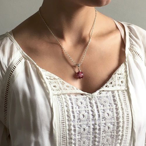 Cranberry Cremation Glass Pendant