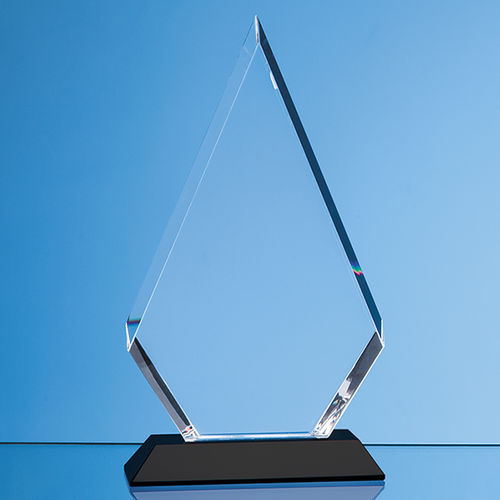 Optical Crystal Facet Diamond Award on an Onyx Black Base