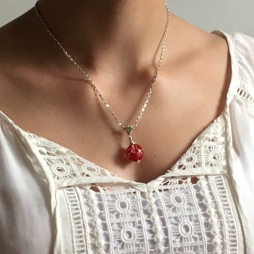Red Cremation Glass Pendant