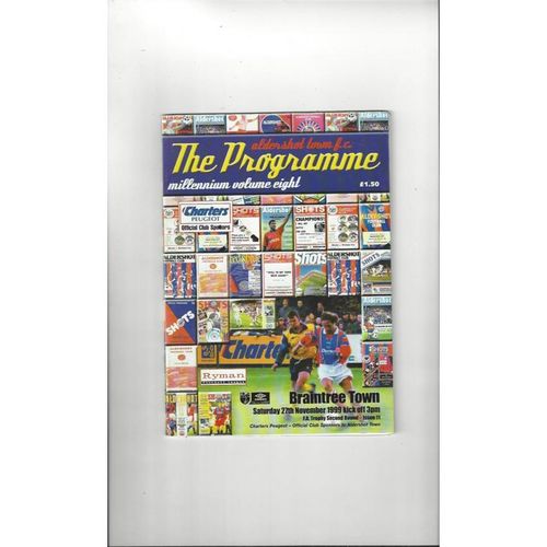 Aldershot Town v Braintree Town FA Trophy Football Programme 1999/00