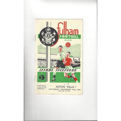 1949/50 Fulham v Aston Villa Football Programme