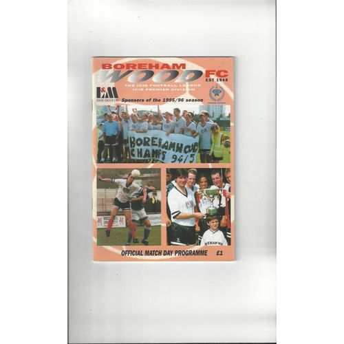 Boreham Wood v Dover Athletic FA Trophy Football Programme 1995/96