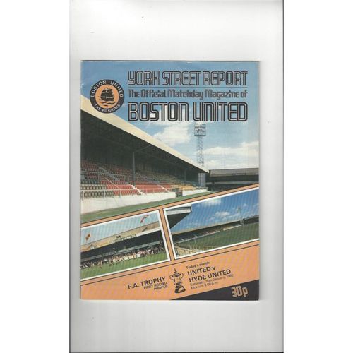 Boston United v Hyde United FA Trophy Football Programme 1981/82
