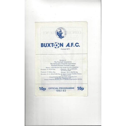 Buxton v Curzon Ashton FA Trophy Football Programme 1982/83