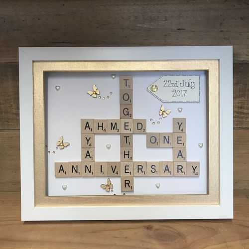 Customised Scrabble Family Name Box Frame with optional LED Lights | Personalised  Anniversary Gift