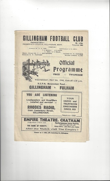Latest Football Programmes Listed today
