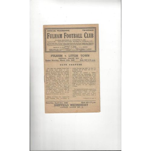 1947/48 Fulham v Luton Town Football Programme
