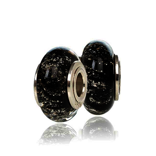 Black Cremation Glass Charm Bead