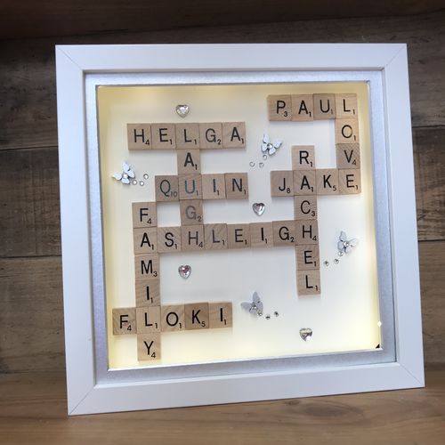 XL LED Customised Scrabble Family Name Box Frame