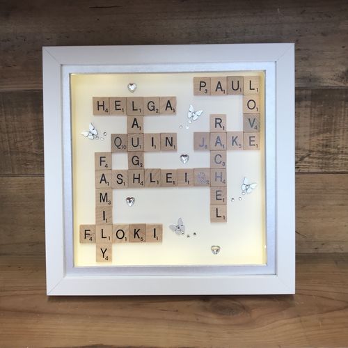 XL LED Customised Scrabble Family Name Box Frame