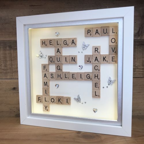 XL LED Customised Scrabble Family Name Box Frame