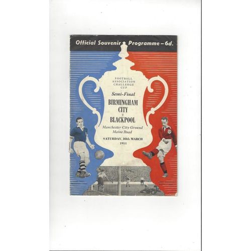 1951 Birmingham City v Blackpool FA Cup Semi Final Football Programme @ Manchester City