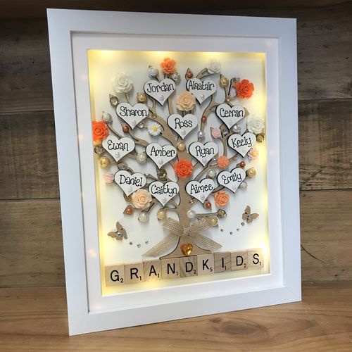 Large LED “ floral ” family tree frame