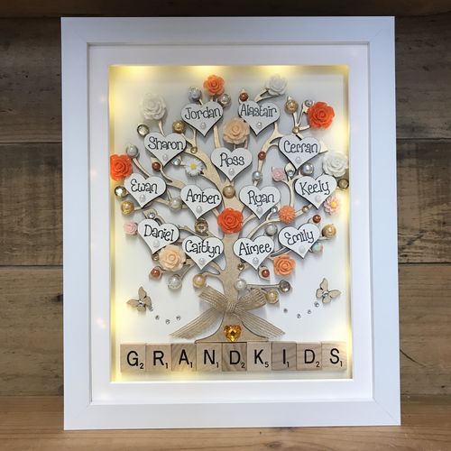 Large LED “ floral ” family tree frame