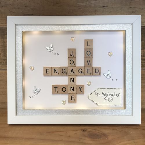 LED Engagement Scrabble Name Box Frame