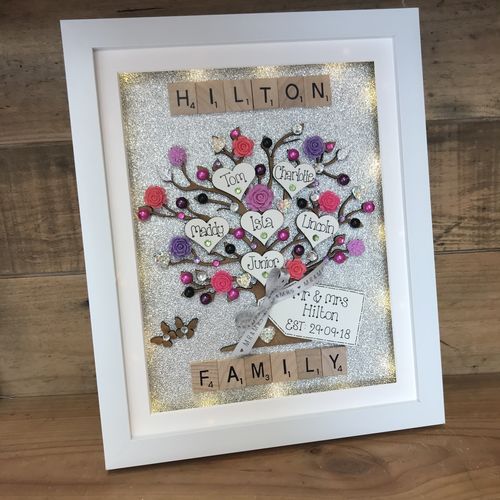 Large LED “ floral “ family tree frame
