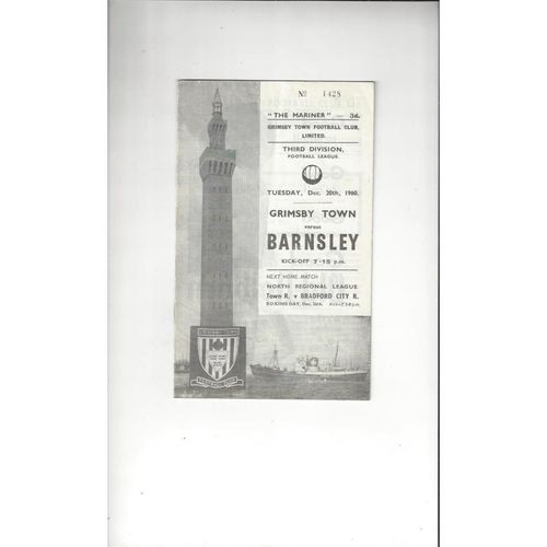 1960/61 Grimsby Town v Barnsley Football Programme