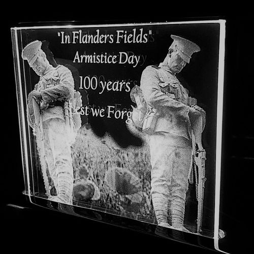 Glass portraits and light stand