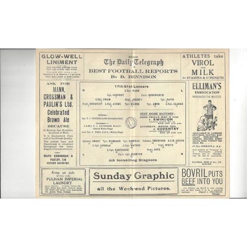 1928/29 17th/21st Lancers v 5th Inniskilling Dragoons Cavalry Cup Semi Final @ Fulham