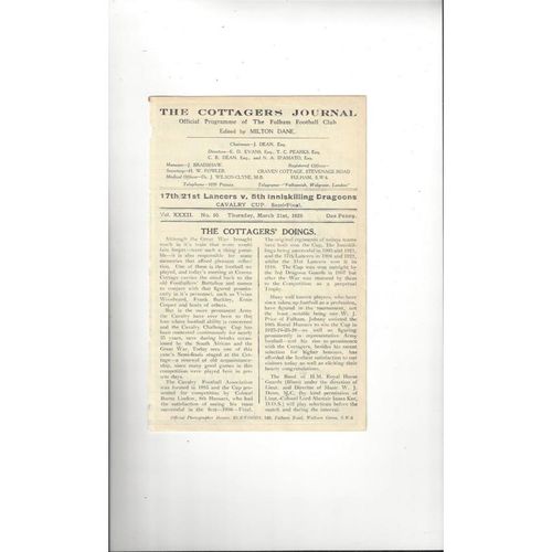 1928/29 17th/21st Lancers v 5th Inniskilling Dragoons Cavalry Cup Semi Final @ Fulham