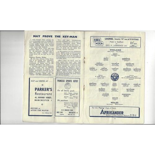 1946 England v Wales Football Programme @ Manchester City