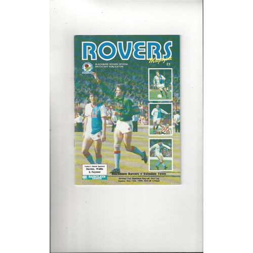 Blackburn Rovers v Swindon Town Play Off Football Programme 1989/90