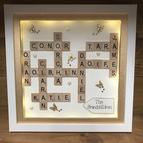 XL LED Customised Scrabble Family Name Box Frame