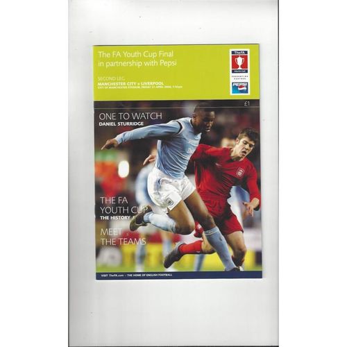 2006 Manchester City v Liverpool FA Youth Cup Final Football Programme