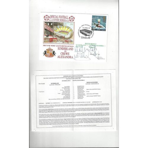 Sunderland v Crewe Alexandra Football First Day Cover + Insert 1998 Autographed