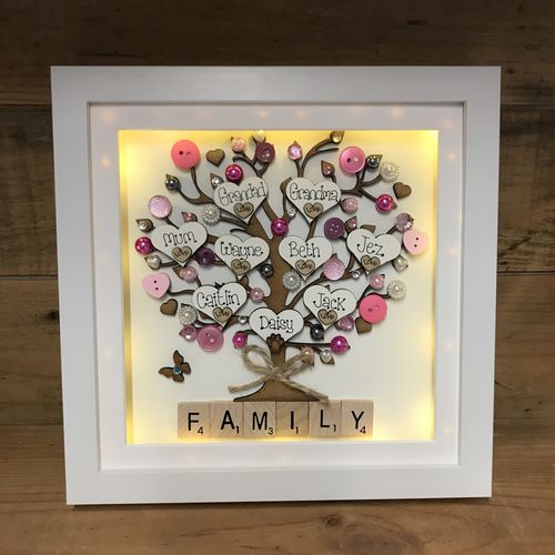 “Hearts & Buttons” Family Tree Frame