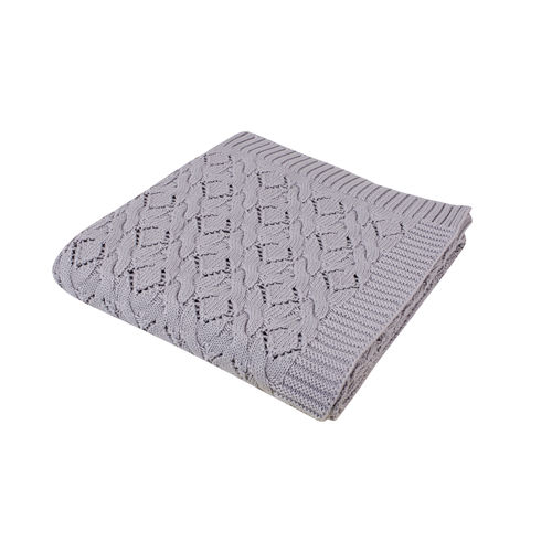 Diamond Jacquard Cable Blanket - Grey
