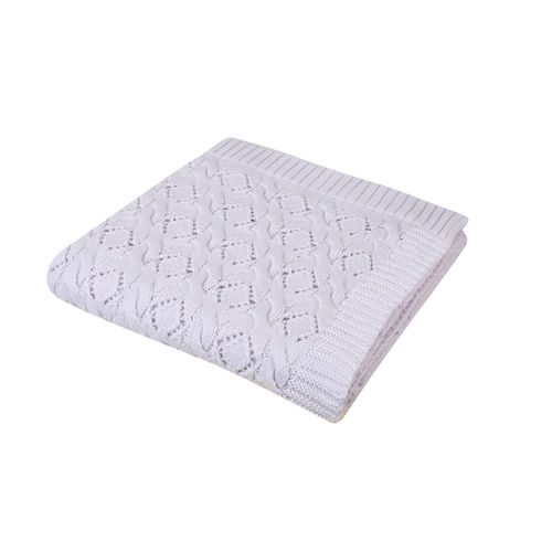 Diamond Jacquard Cable Blanket - White
