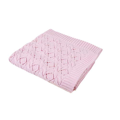 Diamond Jacquard Cable Blanket - Pink
