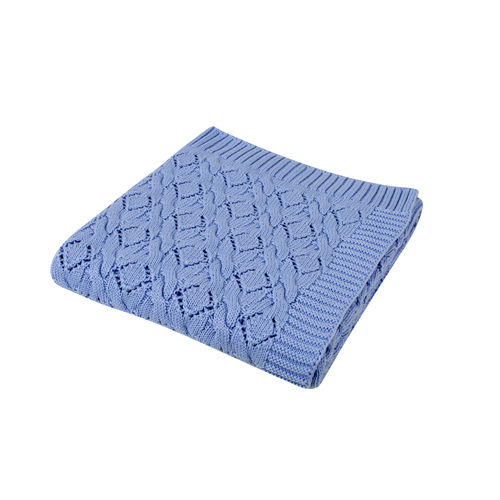 Diamond Jacquard Cable Blanket - Dark Blue