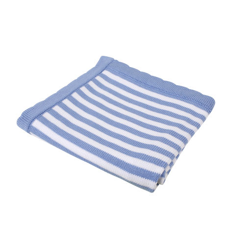 Stripe Scallop Edge Baby Blanket - Dark Blue