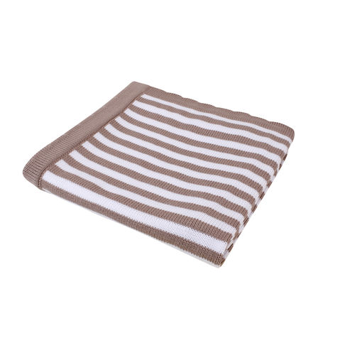 Stripe Scallop Edge Baby Blanket - Brown