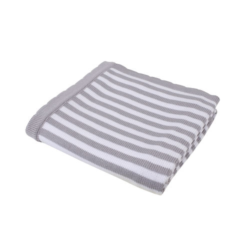 Stripe Scallop Edge Baby Blanket - Grey