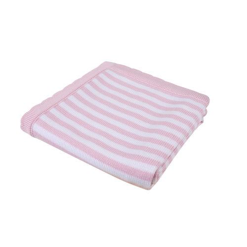 Stripe Scallop Edge Baby Blanket - Pink