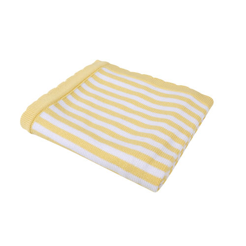 Stripe Scallop Edge Baby Blanket - Yellow