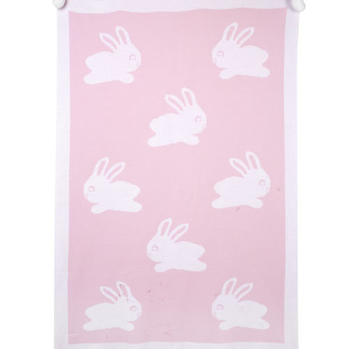 Bunny Blanket with Pompoms - Pink