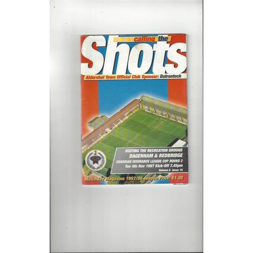 1997/98 Aldershot Town v Dagenham & Redbridge League Cup Football Programme