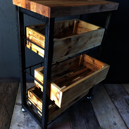 Bespoke rustic vegetable trolley
